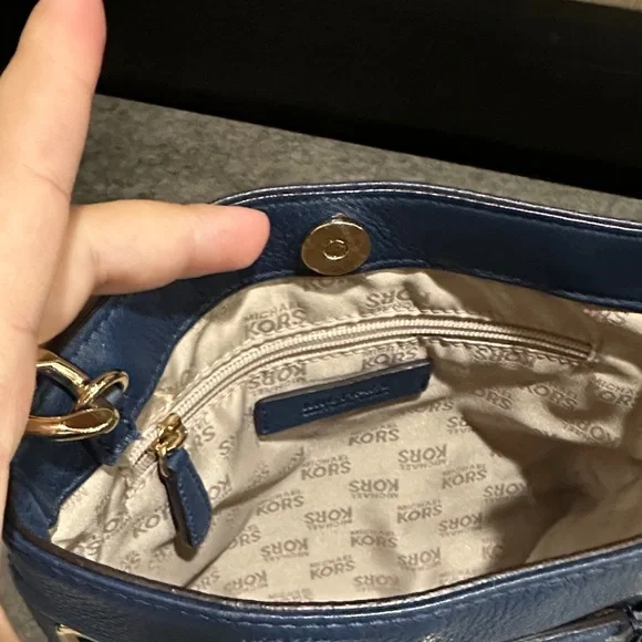 Michael Kors Dark Blue Crossbody Bag with Gold Accents - Picture 5 of 7